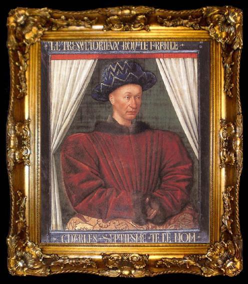 framed  Jean Fouquet Portrait of Charles Vii of France, ta009-2